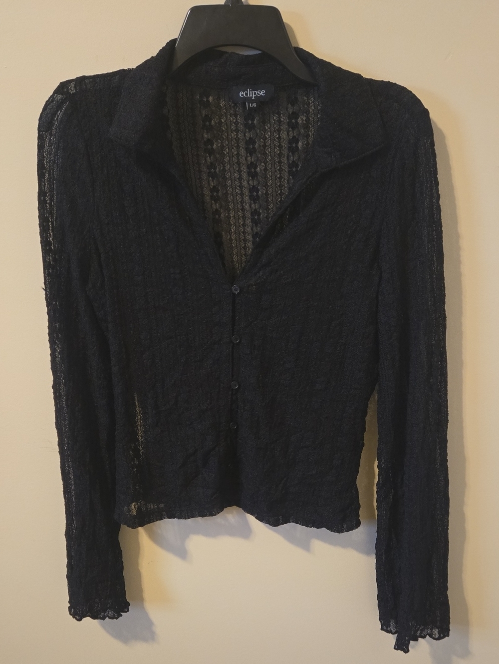 Eclipse Black Lace Button-Up Blouse